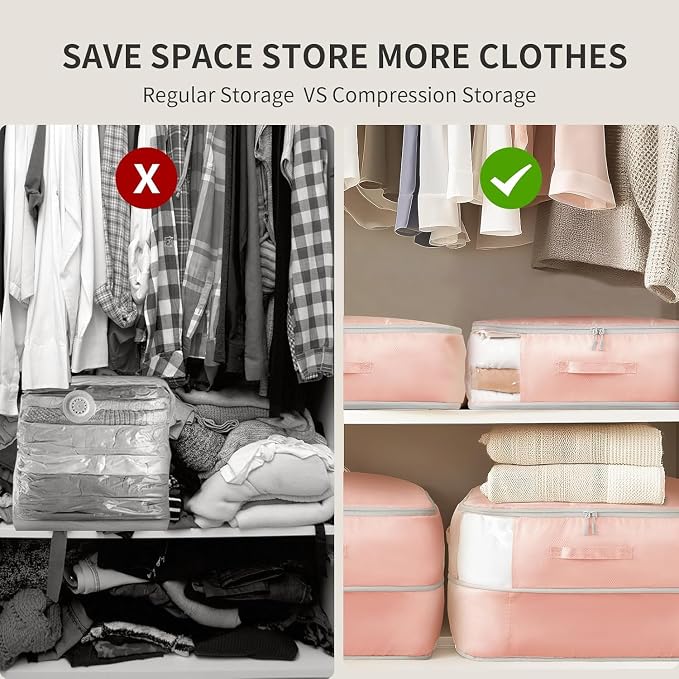 DIMJ Comforter Storage Bag 6 Pack - Blanket Storage Organizer Compression Bags, Large Capacity Ultra Space Saving Self Compression Organize for Bedding, Pillow, Duvet, Sheet Storage with Zipper Window - Image 5