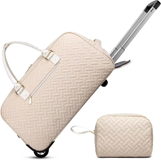 Duffle Bag for Travel, Weekender Bag with Shoe Compartment, Carry On Overnight Bag for Women with Toiletry Bag, Gym Bag with Wet Pocket, Hospital Bags for Labor and Delivery Beige by BAVERGE