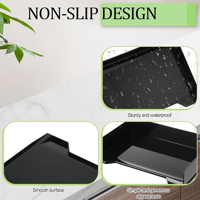 DoubleFill 2 Pcs Stackable Letter Tray Plastic Paper Tray, Black | 13 x 9.5 x 2.6 In, Rectangular, Paper Holder, File Tray for Desktop Office Desk Drawers - Image 4