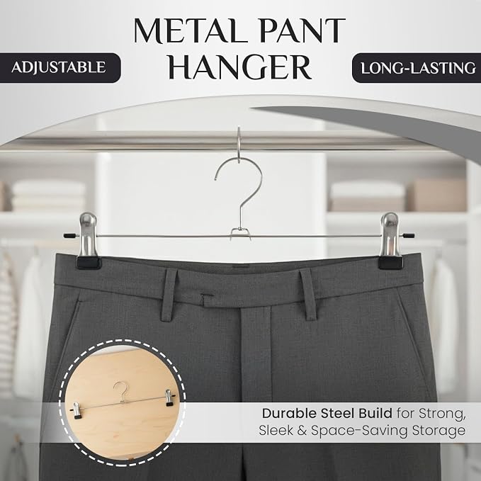 GVTECH Clip-On Pants Hangers, [30 Pack] Non-Slip Pants Clips, Wrinkle-Free Rubber Clips, Stainless Steel Hangers with Swivel Hook for Skirts and Jeans (30, 30 CM) - Image 3