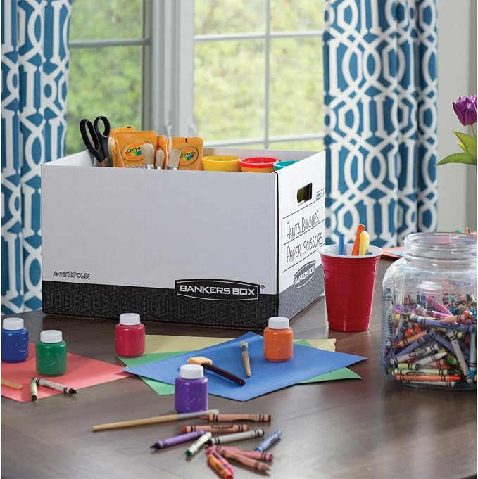 Bankers Box 12-Pack R-Kive Heavy Duty File Storage Boxes with Lids, FastFold Assembly, Letter/Legal, (00724) - Image 4
