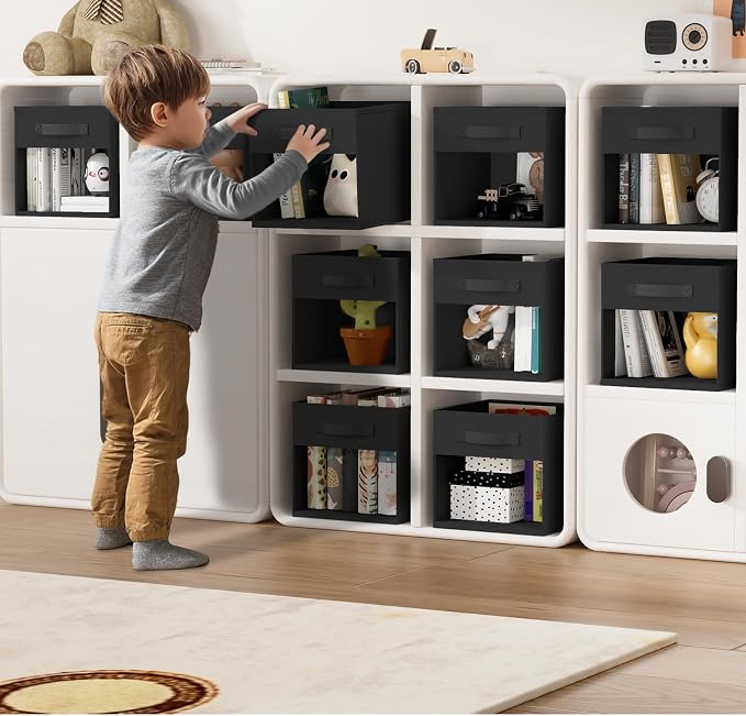 DIMJ 8 Pack Foldable Storage Cubes with Window, Closet Storage Bins with Handle, 11x11 inch Storage Cubes for Clothes, Toys, Books - Image 3