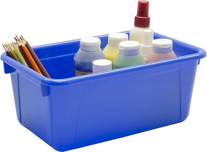Storex Small Cubby Bins – Plastic Storage Containers for Classroom, 12.2 x 7.8 x 5.1 inches, Class Blue, 5-Pack (62416A05C) - Image 8