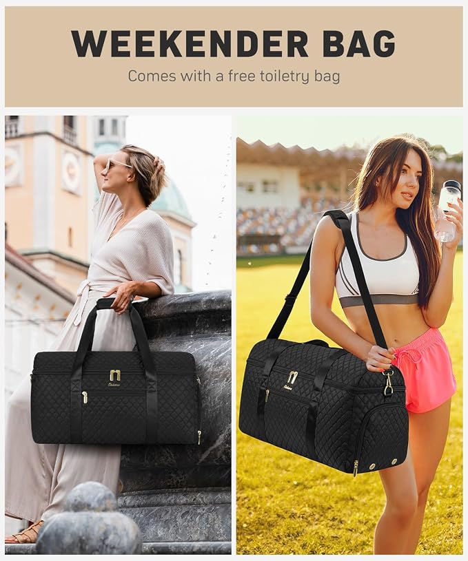 Travel Bags for Women Wide Open Large weekender Duffle Bag with Shoe Compartment Overnight Hospital Bag For Women Labor Delivery Carry on Bag Personal Item Travel Bag with Wet Pocket 3 Pcs Set - Image 6