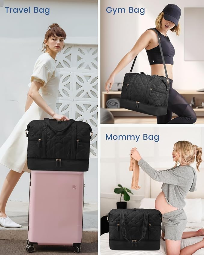 LOVEVOOK Large Travel Duffle Bag,Lightweight Weekender Bags for Women 56L | Shoe Compartment, Personal Item Travel Bag Carry On Overnight Bags for Women, Hospital Bag for Labor and Delivery - Image 6