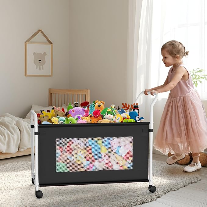 KEEGH Extra Large Toy Box for Kids, Heavy Duty Toy Storage Organizer, Black | 180 L Capacity, 360° Rotating Wheels, Durable Fabric, Toy Bin for Boys and Girls, Toy Chest for Living Room, Nursery, Bedroom - Image 3