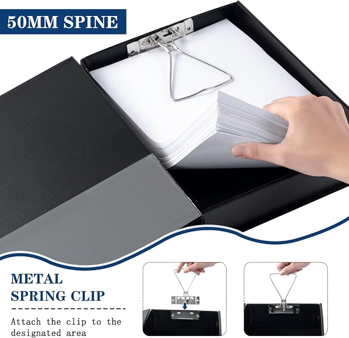 Storage File Boxes, 6 Pack Foldable File Boxes, 50mm Spine, Black | Archives Cases with Magnetic Closure & Clip, Plastic Document File Folder Paper Storage Organizer - Image 4