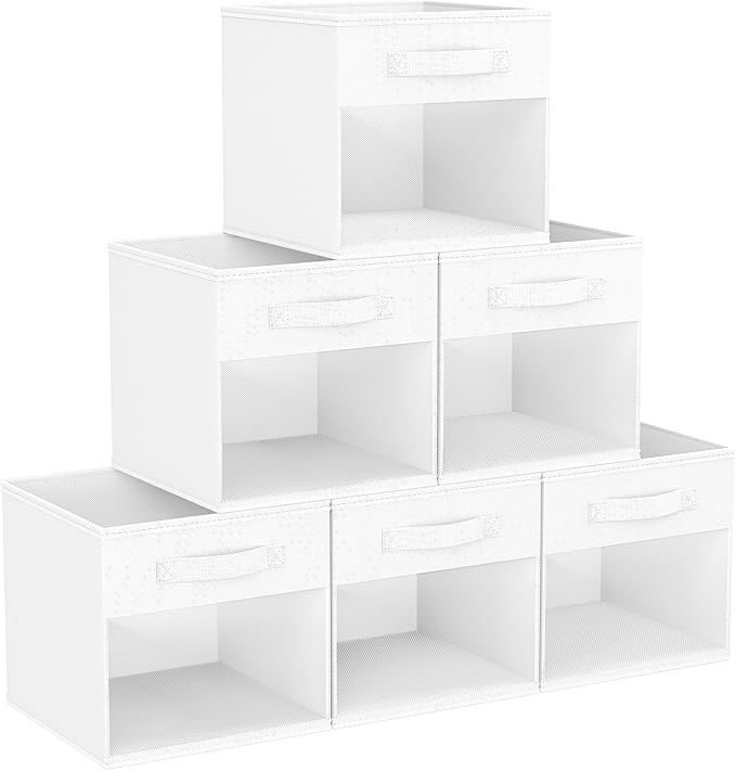 DIMJ Storage Cubes, Cube Storage Bin, 6 Pack Foldable Storage Cubes with Window, Closet Storage Boxs with Handle, 11x 11 inch Storage Organizer for Clothes, Toys, Books by DiMJ