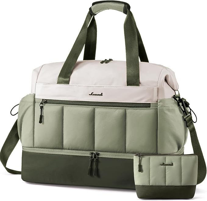 LOVEVOOK Travel Duffel Bag, Weekender Bags for Women, Large Overnight Bags with Shoe Compartment, 47L Carry on Gym Hospital Bag with Wet Pocket, 2 Pcs by LOVEVOOK