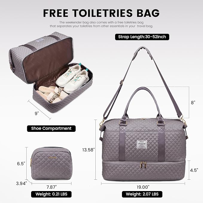 LOVEVOOK Travel Duffle Bag,Weekender Bags for Women with Shoe Compartment，Carry on Overnight Bag with Toiletry Bag,Gym Duffel Bag with Wet Pocket, Hospital Bags for Labor and Delivery - Image 3