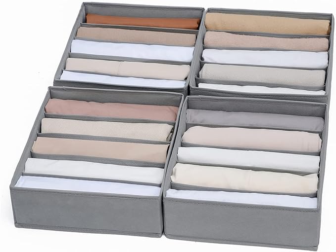 4 Packs Wardrobe Clothes Organizer,5 Grids Washable Portable Closet Organizer Storage Box Foldable Closet Drawer Organizer for thicker Scarves,Leggings,Long sleeve shirts（32 * 30 * 11） by Coorganisers