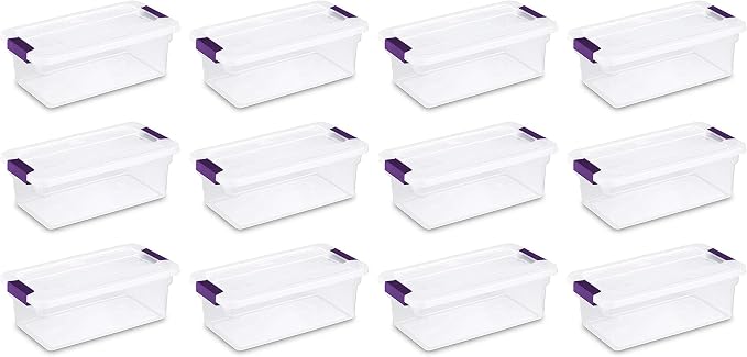Sterilite 6 Qt Clearview Latch Storage Box, Stackable Bin with Latching Lid, Plastic Container to Organize Shoes in Closet, Clear Base, Lid, 12-Pack - Image 2