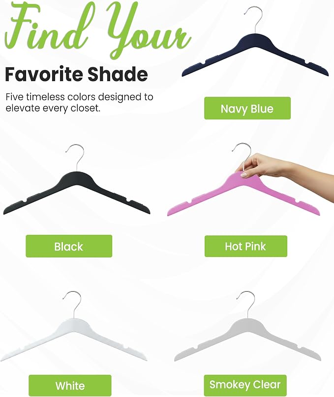 All Hung Up Hangers Slim Plastic Clothes Hangers, Space-Saving Design with Non-Slip Grip, Durable for Everyday Use, Smokey Clear, 100 pcs - Image 6