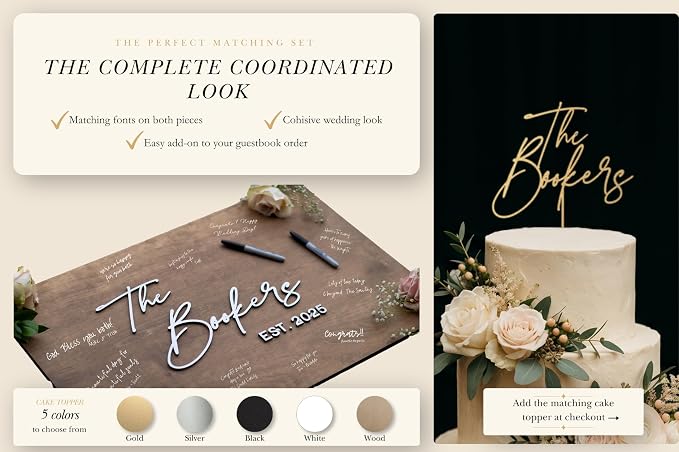 Personalized Last Name Guest Book, Unique Guest Book Sign, Custom Alternative Guest Book, Wooden Guest Book, Wedding Ceremony Guestbook Sign (Design 1) - Image 5