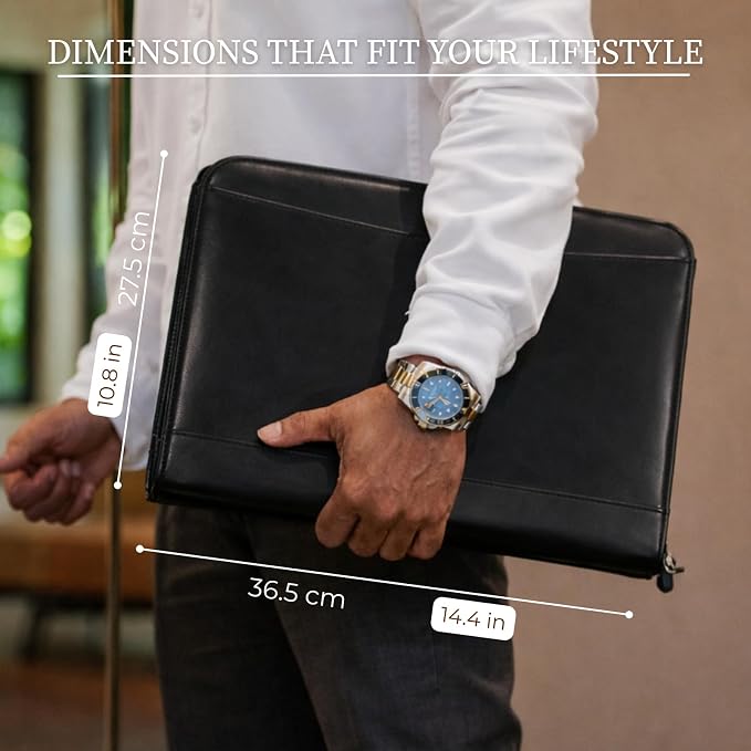 Leather Padfolio with Zipper – Business Portfolio for Men and Women, Legal Pad Portfolio, Leather Folder, Professional Padfolio for Meetings and Interviews - Image 5