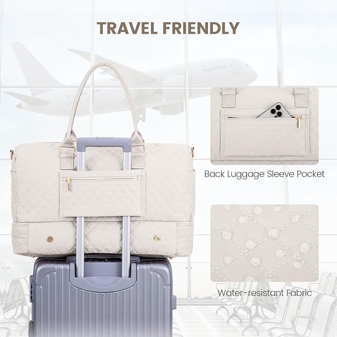 LOVEVOOK Travel Duffle Bag for Women, Weekender Overnight Bag with Shoe Compartment, Carry on Bag with Toiletry Bag, Gym Duffel Bag with Wet Pocket, Hospital Bags for Labor and Delivery 3 Pcs Set - Image 5