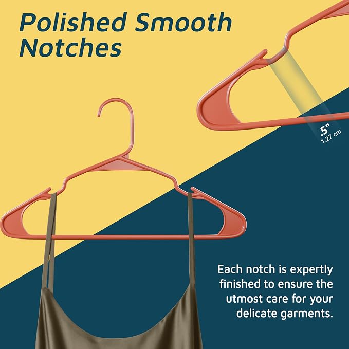 Lifemaster Plastic Clothes Hangers – Heavy Duty Hanger Set, for Organizing Clothes, Dresses, and Coat, Holds Up to 5 lbs, Space-Saving Hangers with Non-Slip Shoulder Grooves, Pack of 80, Dark Brown - Image 7