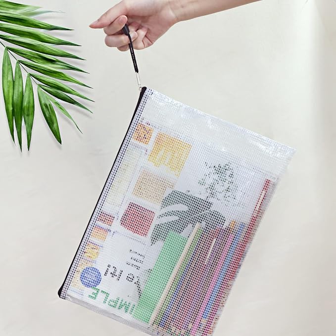 EOOUT 56pcs Mesh Zipper Pouch Zipper Bag, Durable Pouches for Organization Puzzle Storage, Letter Size, A4 Size, for Office Supplies - Image 6