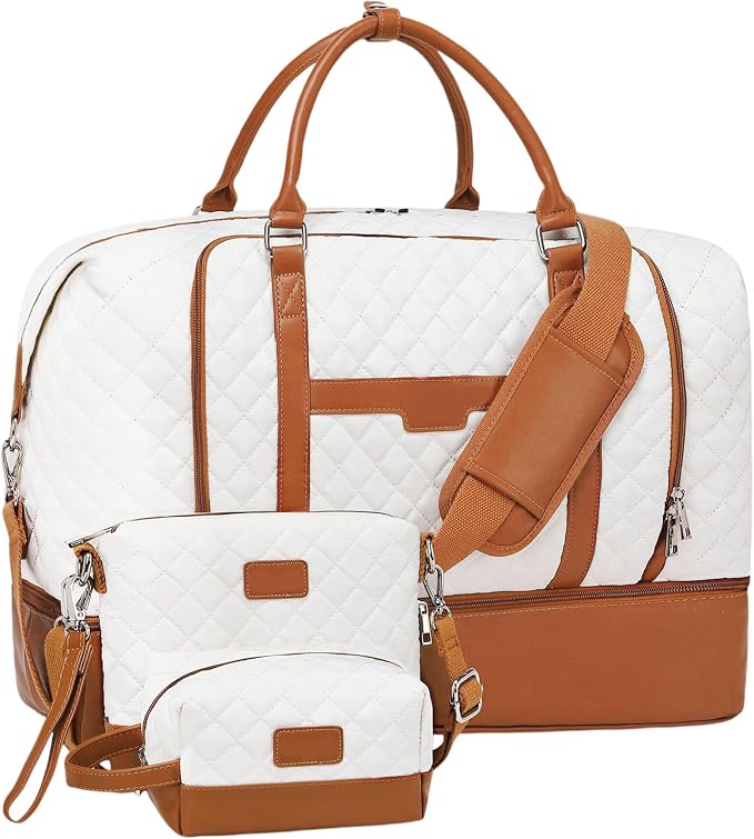 Weekender Bag, Large Travel Duffel Bag for Women, Carry on Overnight Bag with Shoe Compartment and Toiletry Bags by Stuery