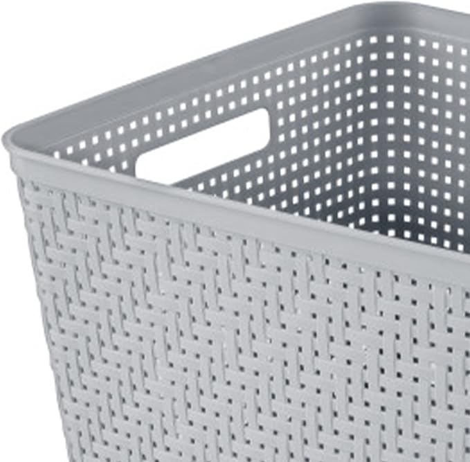 Sterilite 12 Pack Plastic Storage Bin Organization Containers, Tall Baskets, Cement - Image 8