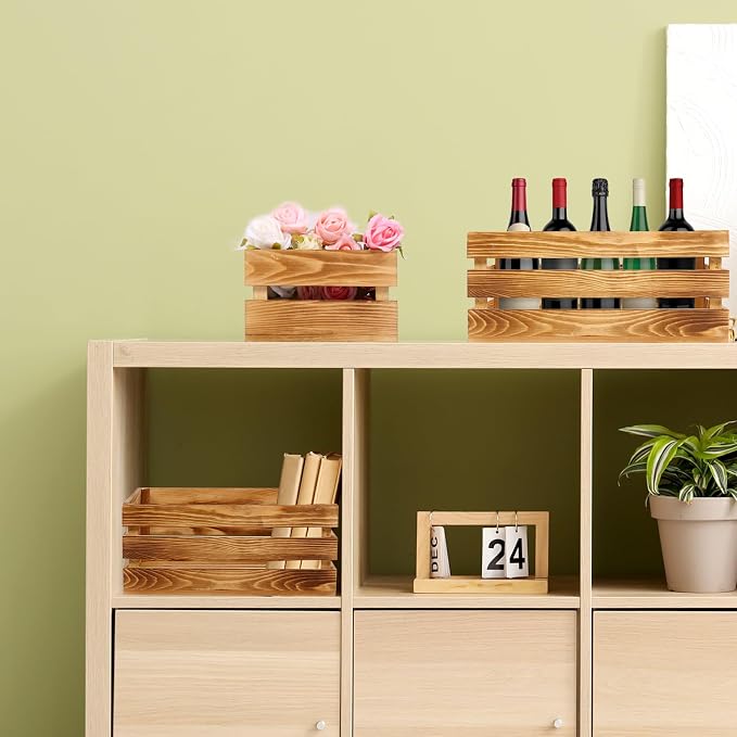 BOBOKA Set of 6 Decorative Wood Crates Nesting Storage Container, 6 Size Farmhouse Decorative Wooden Storage Boxes, Rustic Wooden Crates for Storage, Display, Christmas Decorations - Image 9
