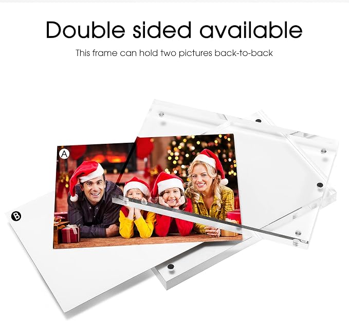 4x6 Acrylic Frame 1 Pack,24MM Thicker Frameless Clear Picture Frames | Freestanding Double Sided Magnetic Picture Frame,Acrylic Picture Frames for Desktop Display with Microfiber Cloth,Gift Ideal - Image 8