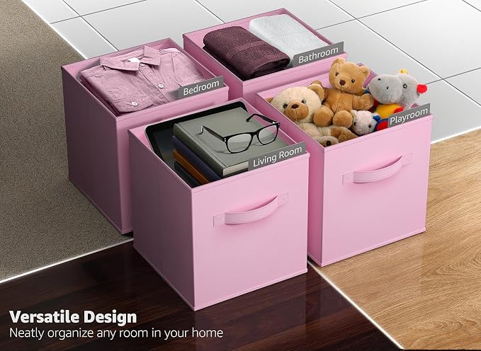Sorbus 13 Inch Storage Bins - Sturdy Collapsible Fabric Storage Cubes with Handle - 8 Foldable Baskets for Organizing Clothes, Toys, Books - Storage Baskets for Shelves, Closets - Image 4
