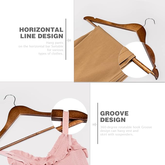 HOUSE DAY Premium Wooden Hangers 150 Pack, 17.5" Smooth Wood Hangers | Bulk Wooden Clothes Hangers for Closet Organization, Garment Care and Full Wardrobe Refresh, Walnut - Image 2