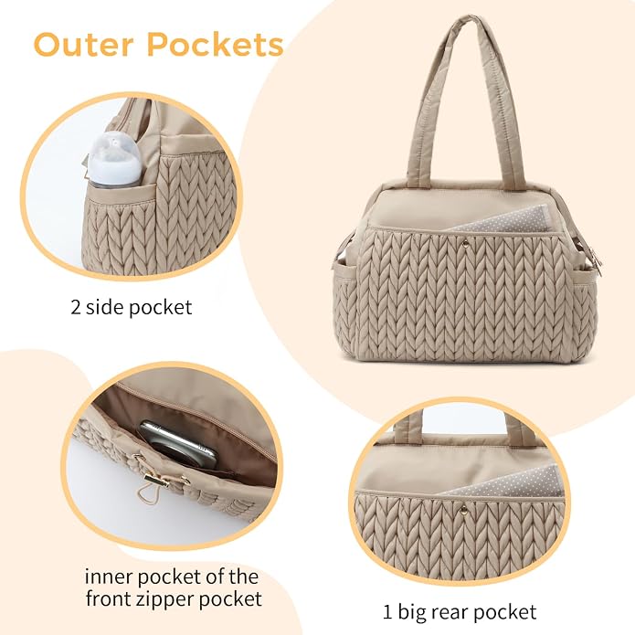 Asha Diaper Bag Tote For Daily Use, Travel Shoulder Diaper Bag With Long Strap - Image 6