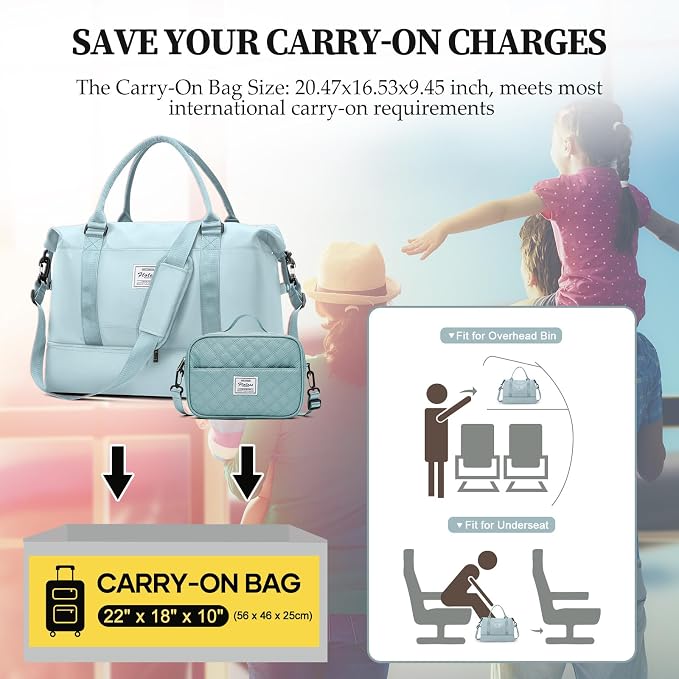 Weekender Bags for Women,Personal Item Travel Bag with Shoes Compartment | Overnight Travel Duffel Bag with Grid Toiletry Bag,Carry-On Bag,Extra Large - Image 2