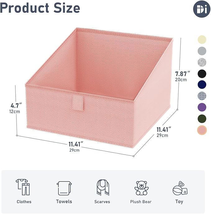 DIMJ Closet Storage Bins 8 Pack - Fabric Trapezoid Closet Organizer Bin, Foldable Storage Baskets for Shelves, Closet Shelf Organizer, Clothing Storage Box for Toys, Books, Towel, Clothes, Pink - Image 2