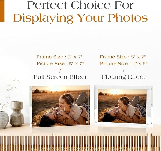 5x7 Acrylic Frame 30 Pack,20MM Thicker Frameless Clear Picture Frames | Freestanding Double Sided Magnetic Picture Frame,Acrylic Picture Frames for Desktop Display with Microfiber Cloth,Gift Ideal - Image 3