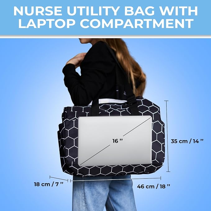 White Peas Nurse Bag & Utility Tote - Waterproof, Top YKK Zip, L18" x H14" x W7" - SHYLERO - Image 2