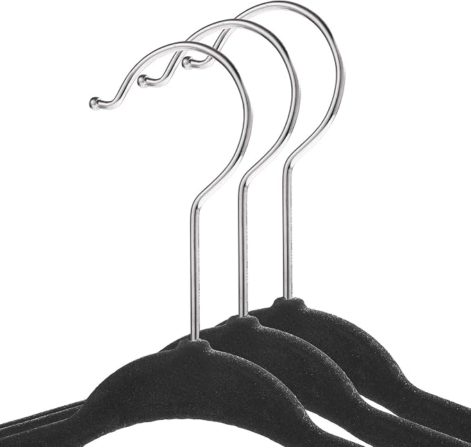 Casafield 50 Velvet Baby Hangers - 11" Size for Infant & Toddler Clothes - Black - Image 2