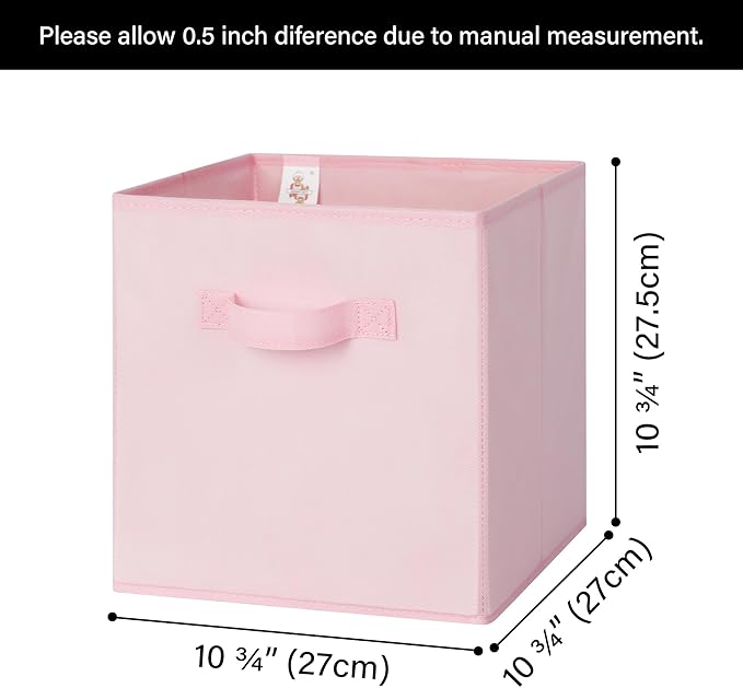 GRANNY SAYS 11 Inch Cube Storage Bins, 6-Pack Storage Cube Organizer, Pink | Collapsible Storage Boxes with Sturdy Handles, Decorative Baskets for Shelves, Closet, Organizing Toys, Clothes - Image 6