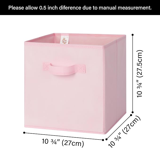 GRANNY SAYS Pink Cube Storage Bins, 11 Inch Storage Cube Organizer, 8-Pack | Collapsible Storage Boxes with Thickened Base Plate, Sturdy Handles, Decorative Baskets for Shelves, Closet - Image 5