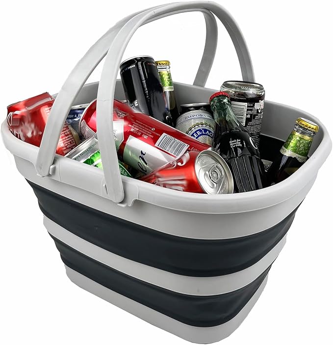 SAMMART Collapsible Tub with Handle 17L (4.5 Gallons) Set of 2 - Portable Picnic Basket/Crate - Foldable Storage Container for Dishes Washing, Camping and Home - Image 5