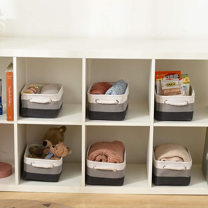 Small Storage Baskets for Shelves,Fabric Storage Baskets for Closet,Rectangular Collapsible Baskets for organizing Clothes,Books,Gifts - Image 4