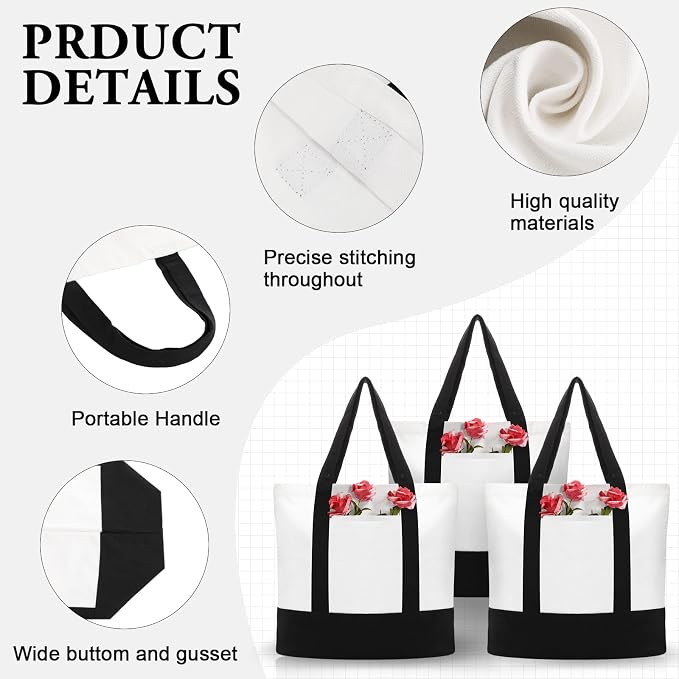 Reginary 10 Pack Large Canvas Tote Bag Bulk, Reusable Natural Plain Cotton Tote for DIY Multipurpose - Image 4