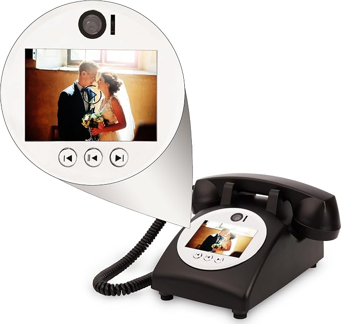 Video Audio Guest Book Wedding Phone,1080P HD Video Phone Guestbook, Preserve Your Special Occasions, Ideal for Wedding Bridal Shower, Birthday, Graduations, Baby Shower(Black) by FiayaComVintageTelephone