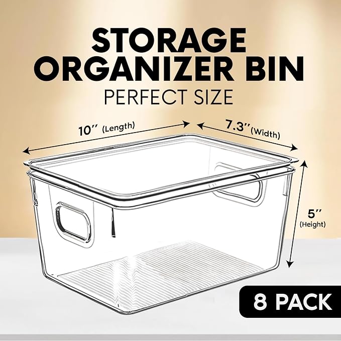 Clear Plastic Storage Bins with Lids, Perfect for Kitchen Organization or Pantry Organization and Storage, Stackable Fridge Organizer Bins, Storage Containers for Organizing, Cabinet Organizers - Image 2