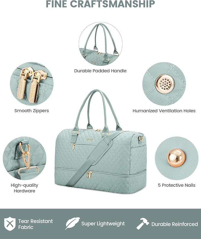 LOVEVOOK Travel Duffle Bag for Women, Weekender Overnight Bag with Shoe Compartment, Carry on Bag with Toiletry Bag, Gym Duffel Bag with Wet Pocket, Hospital Bags for Labor and Delivery 3 Pcs Set - Image 4
