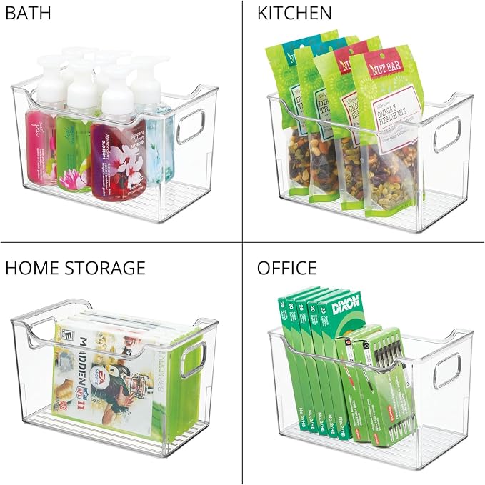 mDesign Deep Plastic Office Storage Bins with Handles for Organization in Filing Cabinet, Closet, or Desk Drawers, Organizer for Notes, Pens, Pencils, and Staples - Ligne Collection - 8 Pack - Clear - Image 6