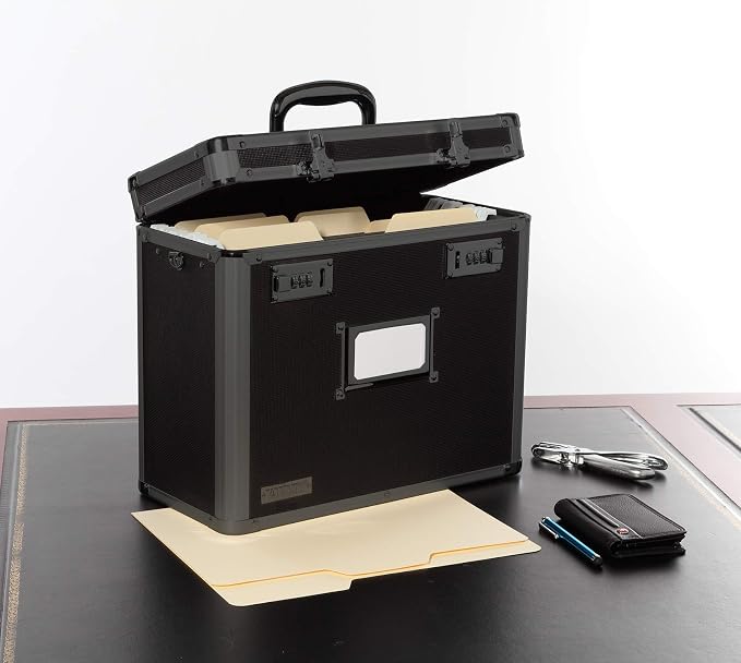 Vaultz File Organizer Storage Box - 14 x 7 x 12.19 Inch Letter Size, Portable Locking Storage Totes with Dual Combination Locks for Filing Office Documents - Super Tactical | Dual combination locks for security, portable design for filing office docume... - Image 2