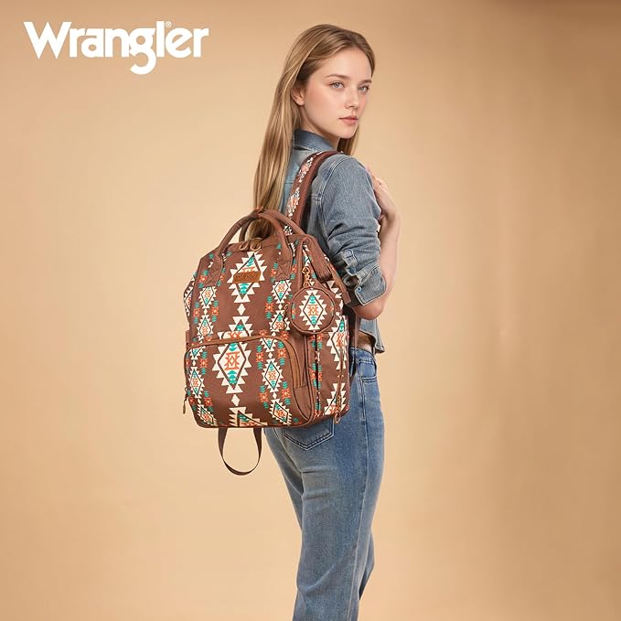 Montana West Wrangler Diaper Bag Backpack Aztec Callie Bag Travel Backpack Purses Western Multi-Function Baby Bags for Mom - Image 9