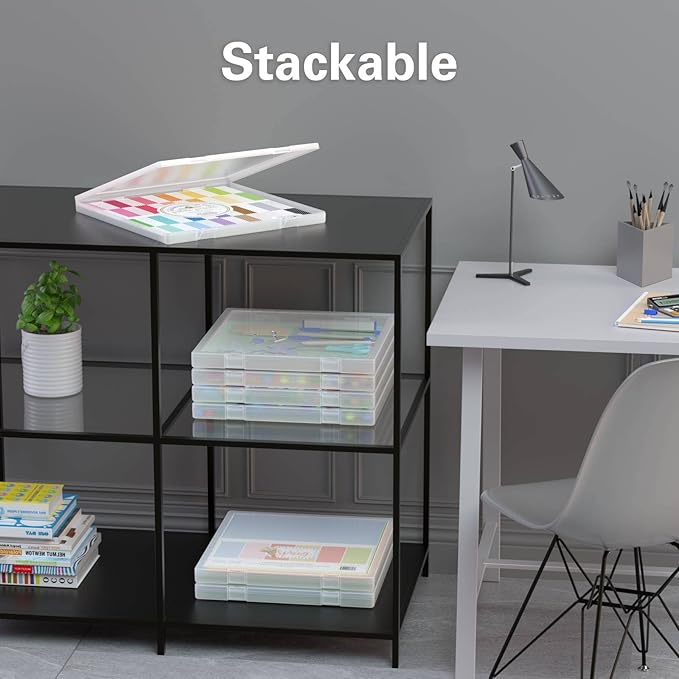Denkee 12 x 12 Paper Storage, 4 Pack Scrapbook Paper Organizer Storage, Craft Organizers Box, Portable Storage Containers for Board Game, Craft, Art Supplies - Image 7