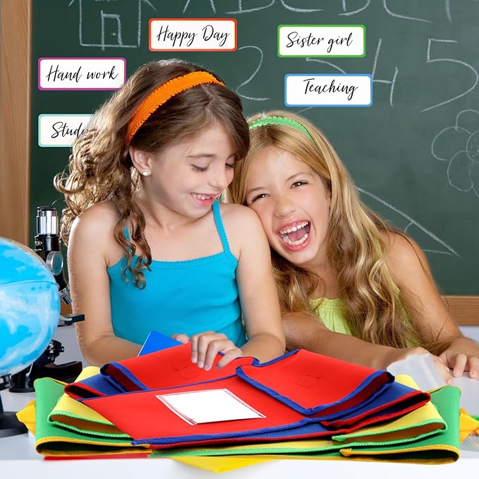 48 Pcs Large Book Bags for Classroom Book Pouches Bulk for Student Kids School 12 x 15 Inch Nylon Reading Bags with Clear Name Tag and Handle - Image 5