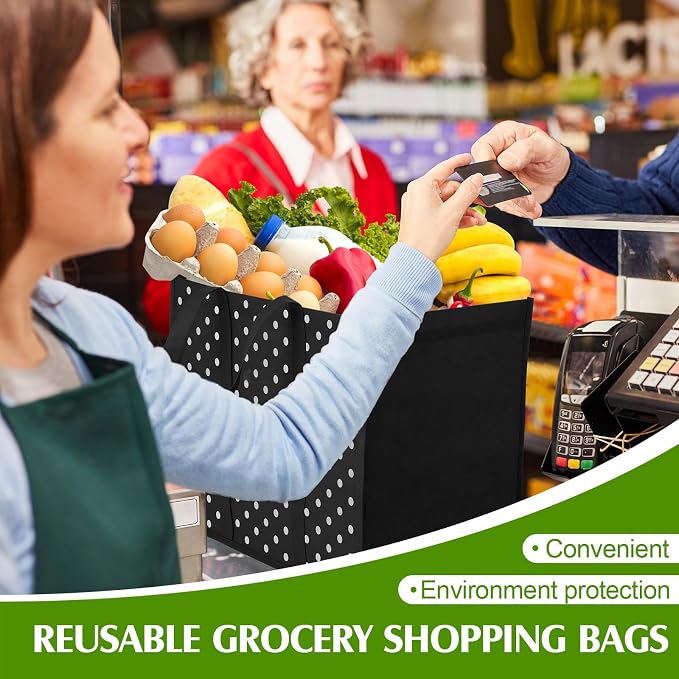 Hillban 30 Pack Large Reusable Shopping Bags Bulk | Heavy Duty Foldable Grocery Bags 16 x 13 x 10 Inch, Washable Portable Storage Totes with Reinforced Handles - Image 2