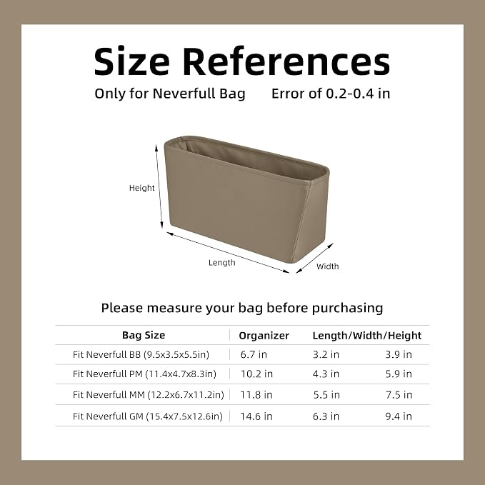 DGAZ Silk Purse Organizer Insert for Neverfullbag(Gris tourterelle,BB) | Soft and Lightweight,Perfect Fit,Multi-pocket Storage,Bag Protector,Luxury Bag Care,Handmade,for Smooth Bag Organizer - Image 7