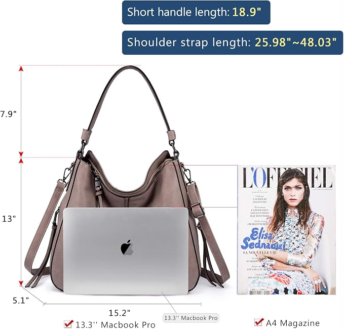 Hobo Crossbody Bag for Women, Designer Shoulder Purse Handbags - Image 2